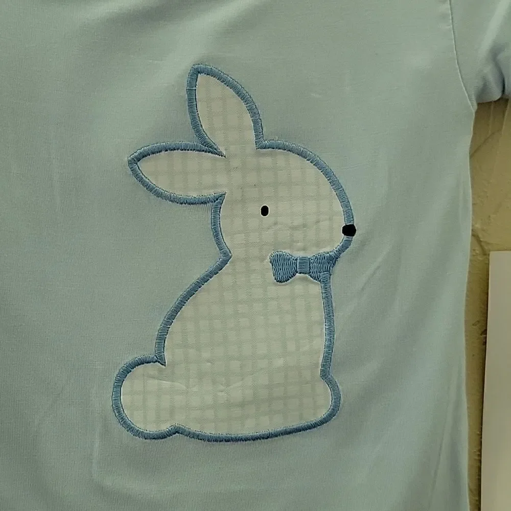 RABBIT MOON 2-PC LIGHT BLUE AND WHITE STRIPED BUNNY PAJAMAS, SZ 12 MONTHS - NEW!